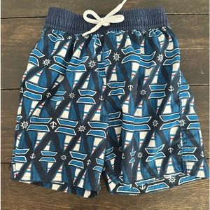 Floatimini Bathing Suit Red Swim Trunks Shorts Red White Blue Sail Boats Size 4T